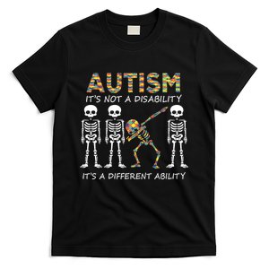 Autism It's A Different Ability Funny Dabbing Skeleton Gifts T-Shirt