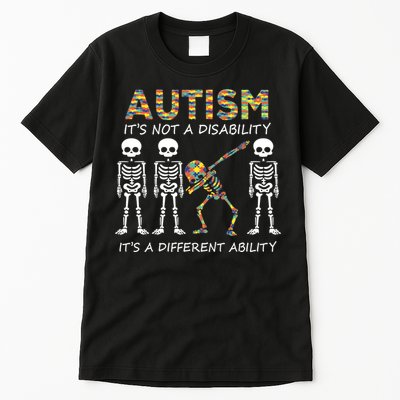 Autism It's A Different Ability Funny Dabbing Skeleton Gifts Tall T-Shirt