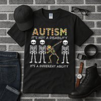 Autism It's A Different Ability Funny Dabbing Skeleton Gifts Tall T-Shirt