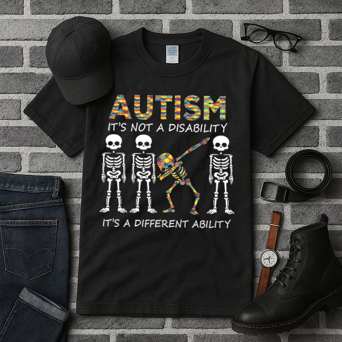 Autism It's A Different Ability Funny Dabbing Skeleton Gifts Tall T-Shirt