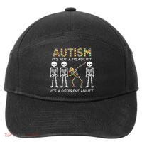Autism It's A Different Ability Funny Dabbing Skeleton Gifts 7-Panel Snapback Hat