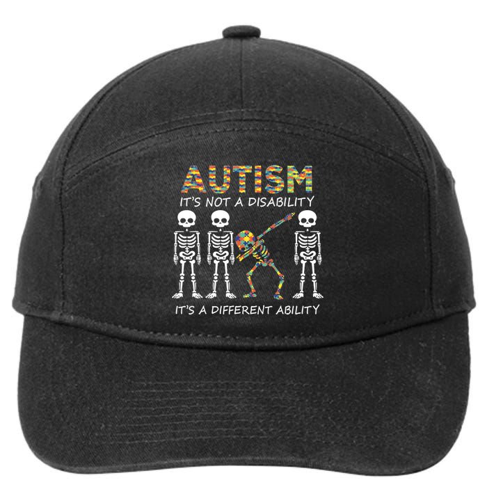 Autism It's A Different Ability Funny Dabbing Skeleton Gifts 7-Panel Snapback Hat