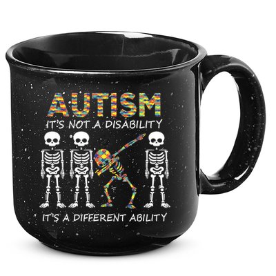 Autism It's A Different Ability Funny Dabbing Skeleton Gifts 15oz Campfire Ceramic Mug