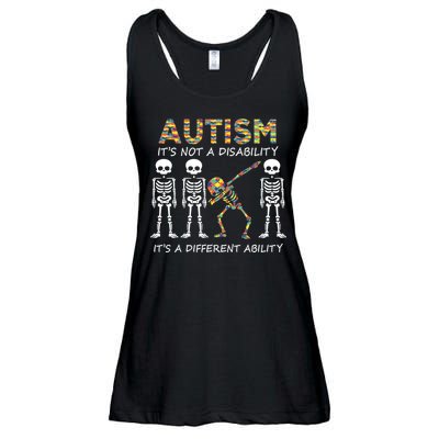 Autism It's A Different Ability Funny Dabbing Skeleton Gifts Ladies Essential Flowy Tank
