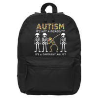 Autism It's A Different Ability Funny Dabbing Skeleton Gifts 16 in Basic Backpack