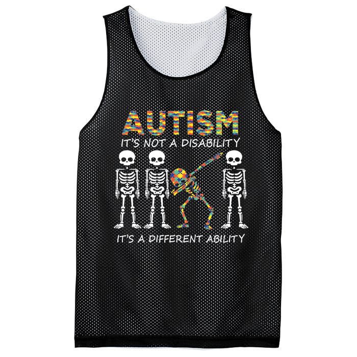 Autism It's A Different Ability Funny Dabbing Skeleton Gifts Mesh Reversible Basketball Jersey Tank