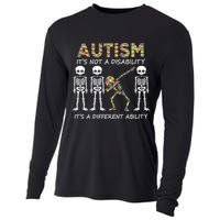 Autism It's A Different Ability Funny Dabbing Skeleton Gifts Cooling Performance Long Sleeve Crew