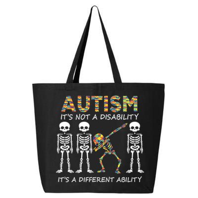 Autism It's A Different Ability Funny Dabbing Skeleton Gifts 25L Jumbo Tote