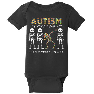 Autism It's A Different Ability Funny Dabbing Skeleton Gifts Baby Bodysuit