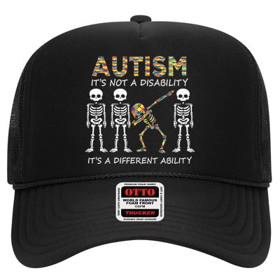 Autism It's A Different Ability Funny Dabbing Skeleton Gifts Trucker Hat