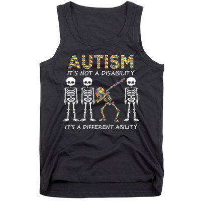 Autism It's A Different Ability Funny Dabbing Skeleton Gifts Tank Top