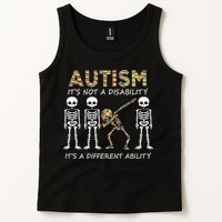 Autism It's A Different Ability Funny Dabbing Skeleton Gifts Tank Top