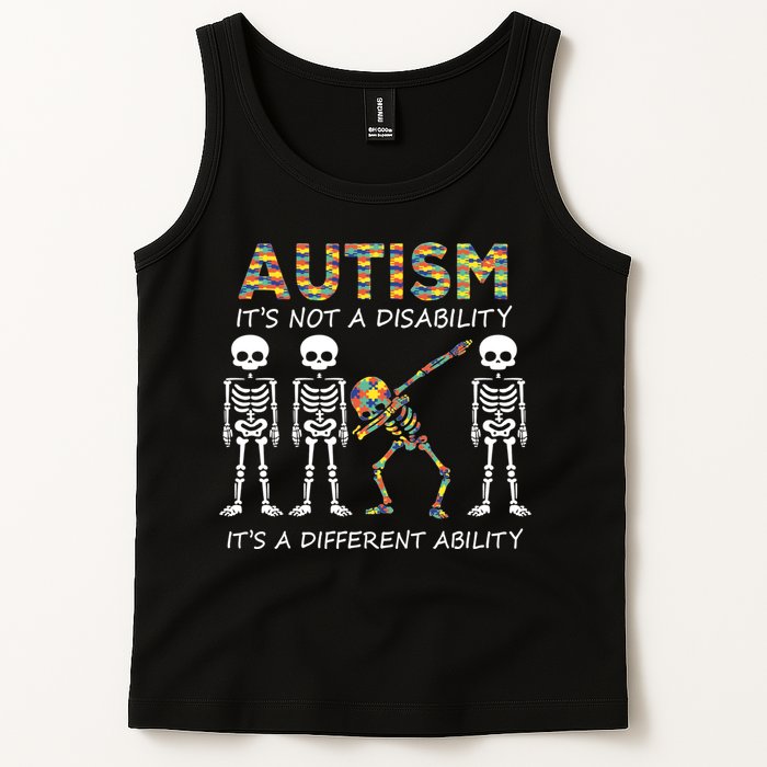 Autism It's A Different Ability Funny Dabbing Skeleton Gifts Tank Top