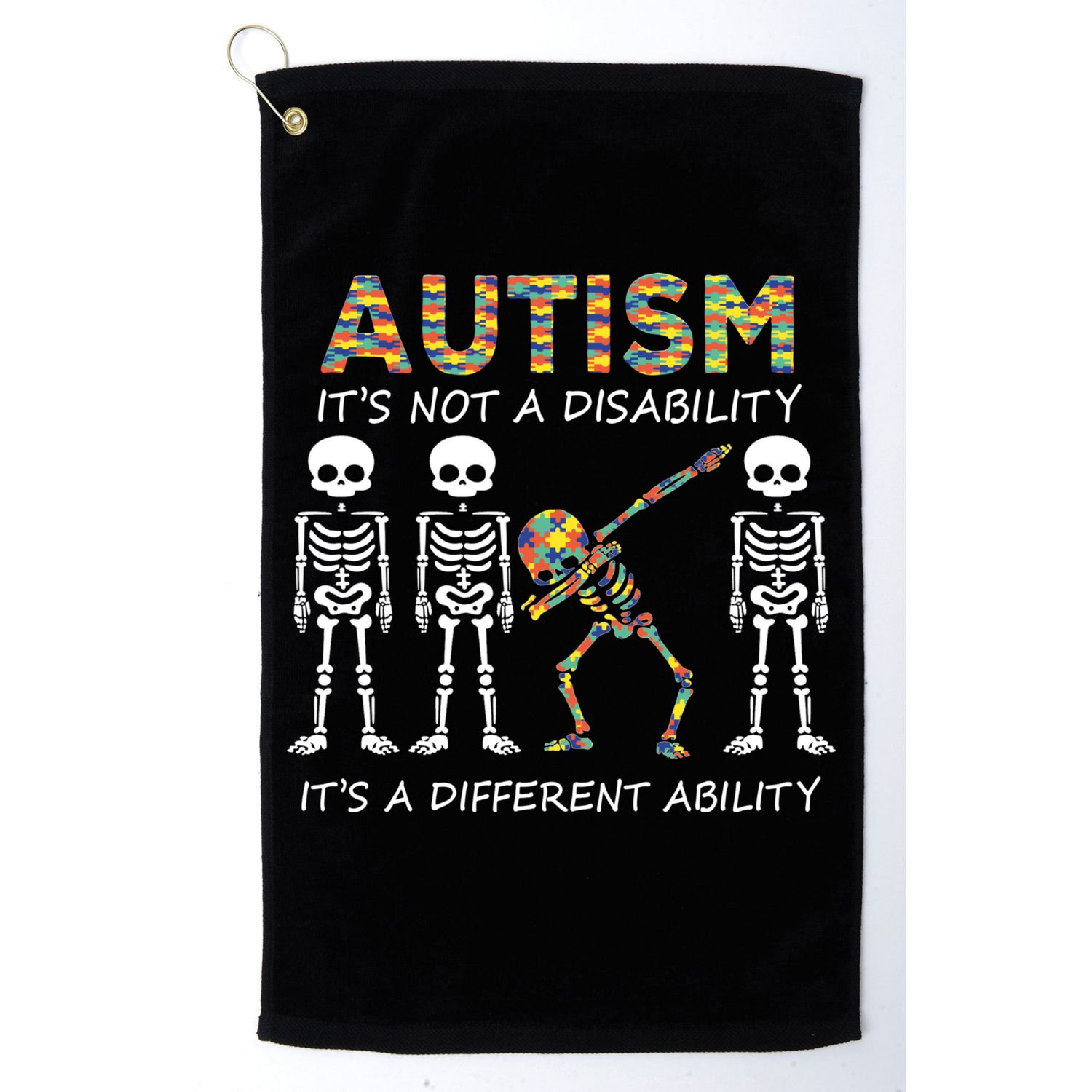 Autism It's A Different Ability Funny Dabbing Skeleton Gifts Golf Towel