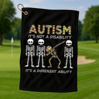 Autism It's A Different Ability Funny Dabbing Skeleton Gifts Golf Towel