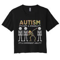 Autism It's A Different Ability Funny Dabbing Skeleton Gifts Women's Crop Top Tee