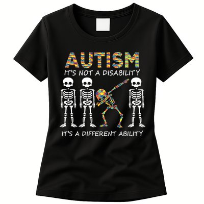 Autism It's A Different Ability Funny Dabbing Skeleton Gifts Womens T-Shirt