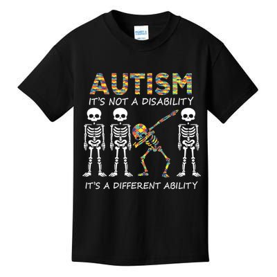 Autism It's A Different Ability Funny Dabbing Skeleton Gifts Kids T-Shirt