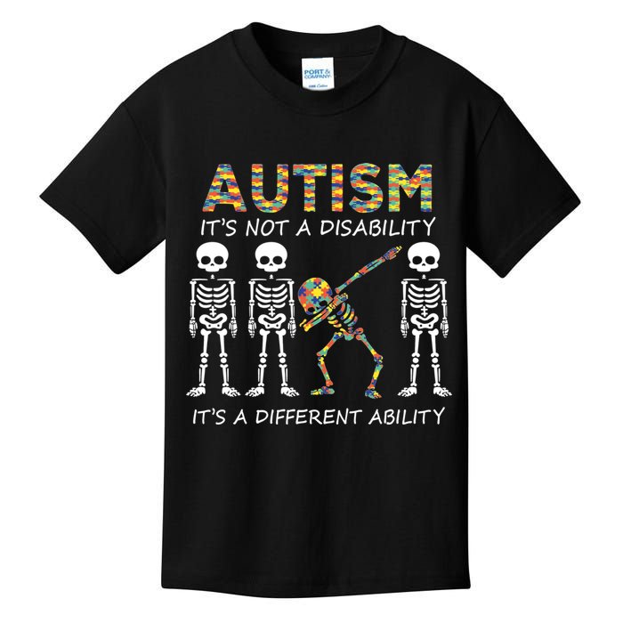 Autism It's A Different Ability Funny Dabbing Skeleton Gifts Kids T-Shirt