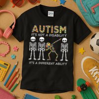Autism It's A Different Ability Funny Dabbing Skeleton Gifts Kids T-Shirt