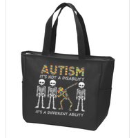 Autism It's A Different Ability Funny Dabbing Skeleton Gifts Zip Tote Bag