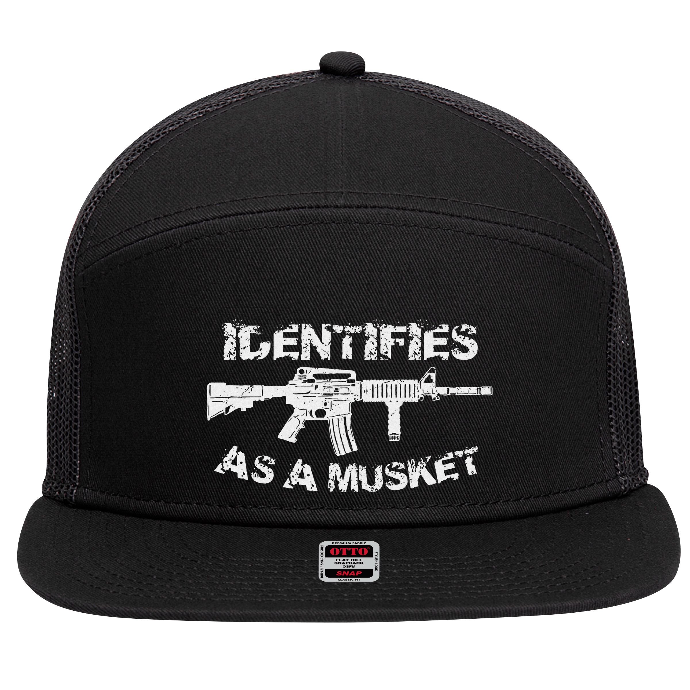 Ar15 Identifies As A Musket Pro Gun Anti Liberal Gift 2a 7 Panel Mesh Trucker Snapback Hat