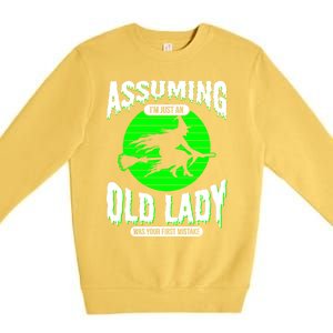 Assuming Im An Old Lady Was Your First Mistake Witch Gift Premium Crewneck Sweatshirt