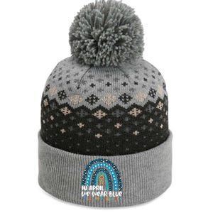 Autism In April We Wear Blue Rainbow Autism Awareness Month Funny Gift The Baniff Cuffed Pom Beanie