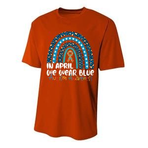 Autism In April We Wear Blue Rainbow Autism Awareness Month Funny Gift Performance Sprint T-Shirt