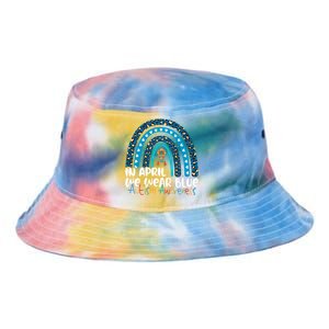 Autism In April We Wear Blue Rainbow Autism Awareness Month Funny Gift Tie Dye Newport Bucket Hat