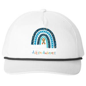 Autism In April We Wear Blue Rainbow Autism Awareness Month Funny Gift Snapback Five-Panel Rope Hat