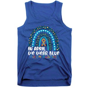 Autism In April We Wear Blue Rainbow Autism Awareness Month Funny Gift Tank Top