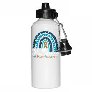 Autism In April We Wear Blue Rainbow Autism Awareness Month Funny Gift Aluminum Water Bottle