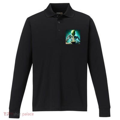 Artificial Intelligence Ai Alien Cross Noodles Gift Performance Long Sleeve Polo