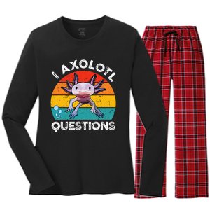 Axolotl I Axolotl Questions Retro Cute Axolotl Women's Long Sleeve Flannel Pajama Set 