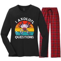 Axolotl I Axolotl Questions Retro Cute Axolotl Women's Long Sleeve Flannel Pajama Set 