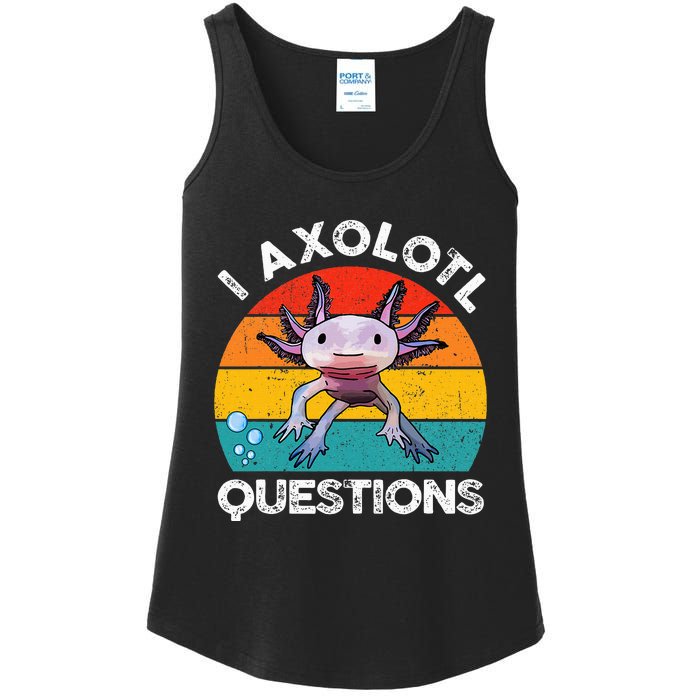 Axolotl I Axolotl Questions Retro Cute Axolotl Ladies Essential Tank