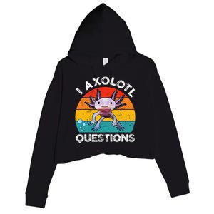 Axolotl I Axolotl Questions Retro Cute Axolotl Crop Fleece Hoodie