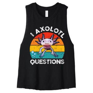 Axolotl I Axolotl Questions Retro Cute Axolotl Women's Racerback Cropped Tank