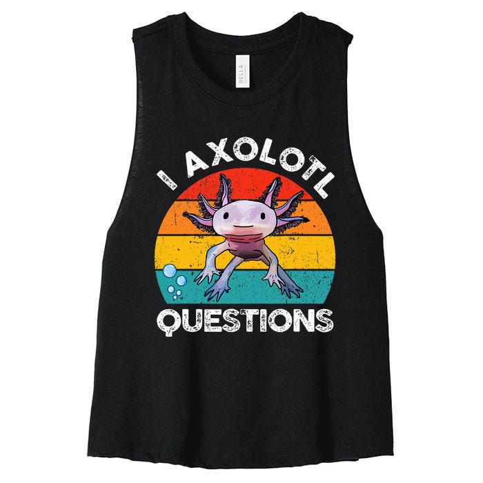 Axolotl I Axolotl Questions Retro Cute Axolotl Women's Racerback Cropped Tank