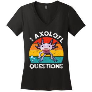 Axolotl I Axolotl Questions Retro Cute Axolotl Women's V-Neck T-Shirt