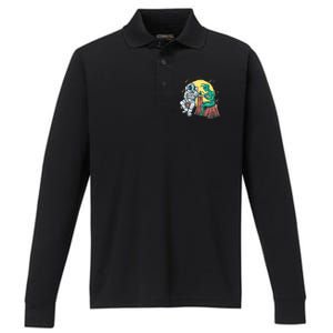 Alien Inking Astronaut Ink Funny Tattoo Artist Performance Long Sleeve Polo