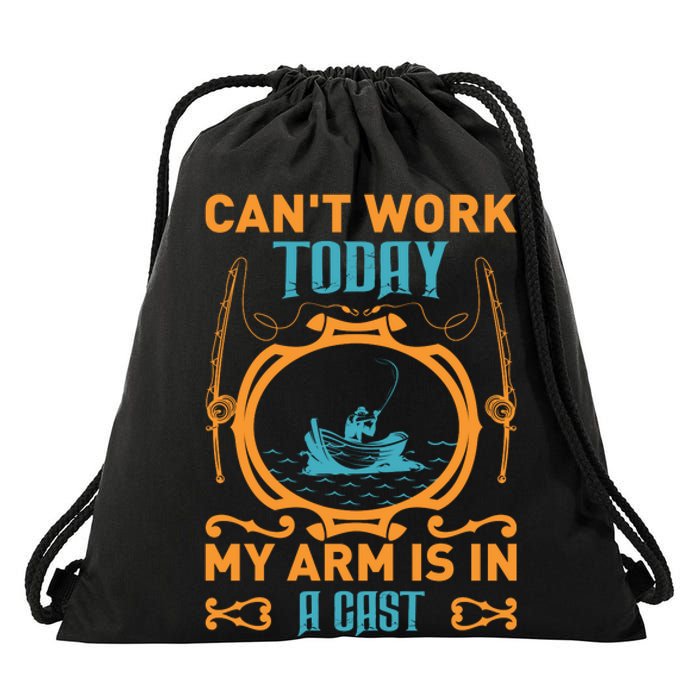 Arm In A Cast Fishing Drawstring Bag