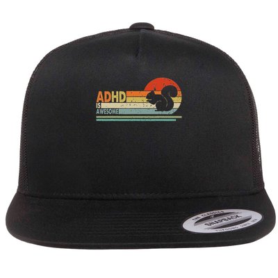 Adhd Is Awesome For Women Or Men Cute Squirrel Flat Bill Trucker Hat