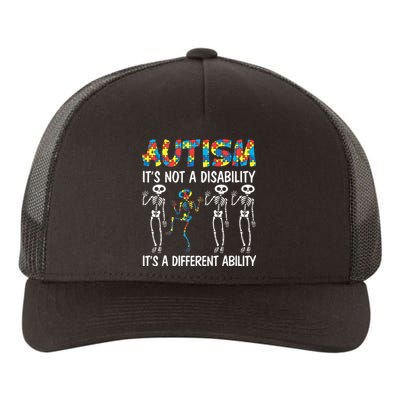 Autism It's A Different Ability Funny Dabbing Skeleton Yupoong Adult 5-Panel Trucker Hat