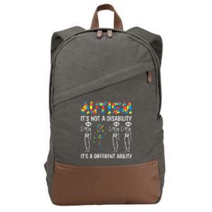 Autism It's A Different Ability Funny Dabbing Skeleton Cotton Canvas Backpack