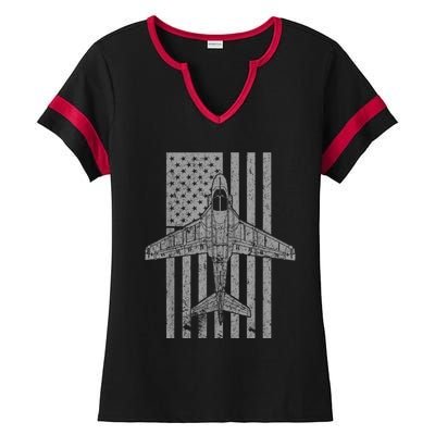 A6 Intruder A6 Jet Airplane Vintage Flag Ladies Halftime Notch Neck Tee