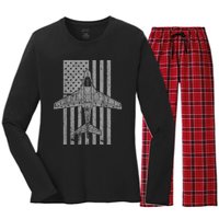 A6 Intruder A6 Jet Airplane Vintage Flag Women's Long Sleeve Flannel Pajama Set 