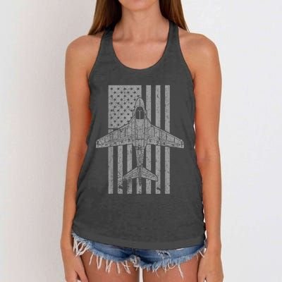 A6 Intruder A6 Jet Airplane Vintage Flag Women's Knotted Racerback Tank