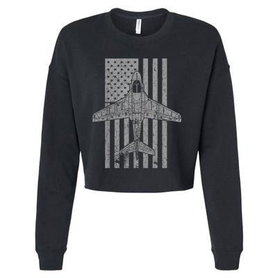 A6 Intruder A6 Jet Airplane Vintage Flag Cropped Pullover Crew